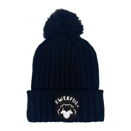 Black Sheep Text Logo Bobble Hat