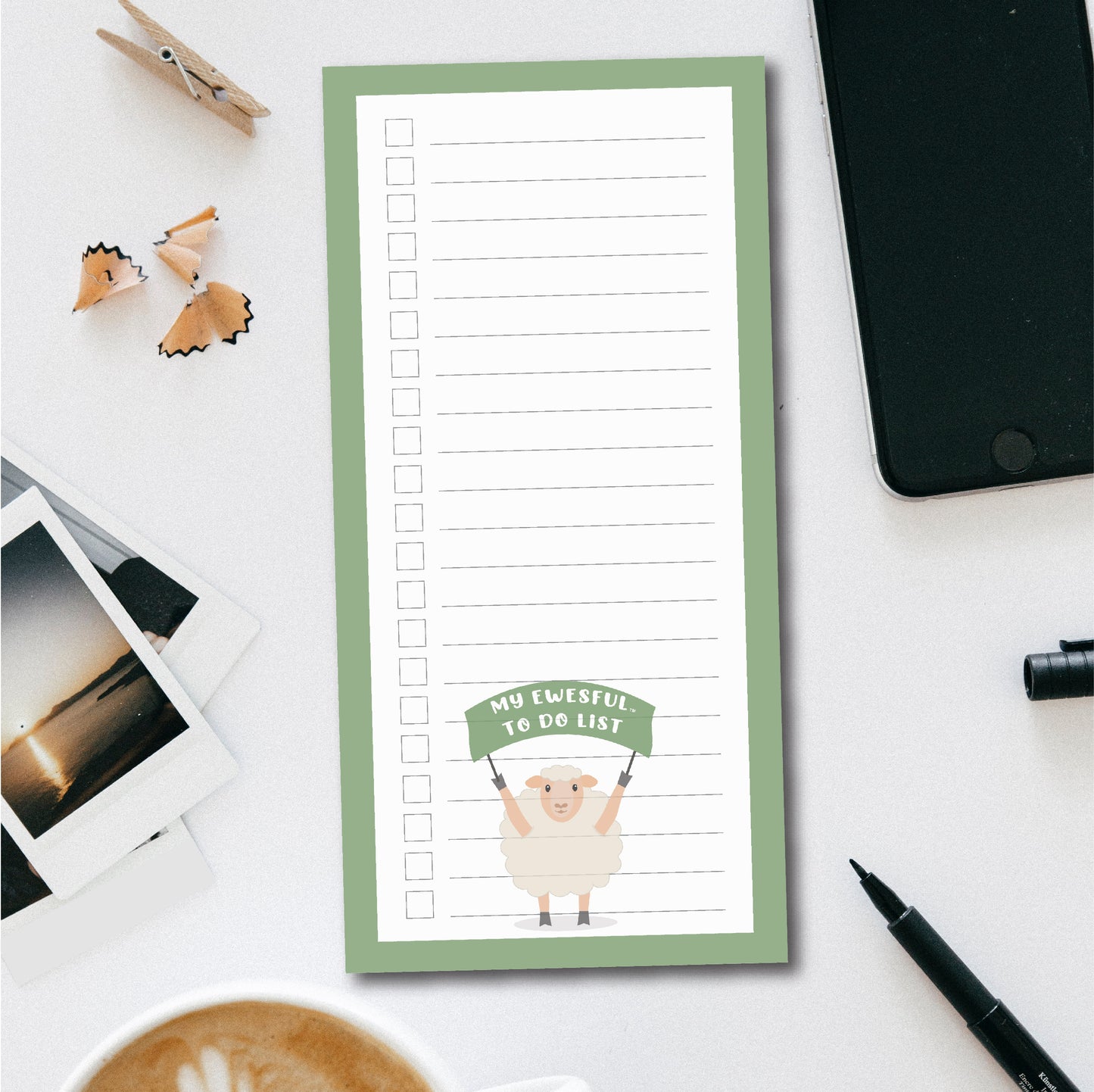 Ewesful To-Do List - Green Sheep Lined Notepad