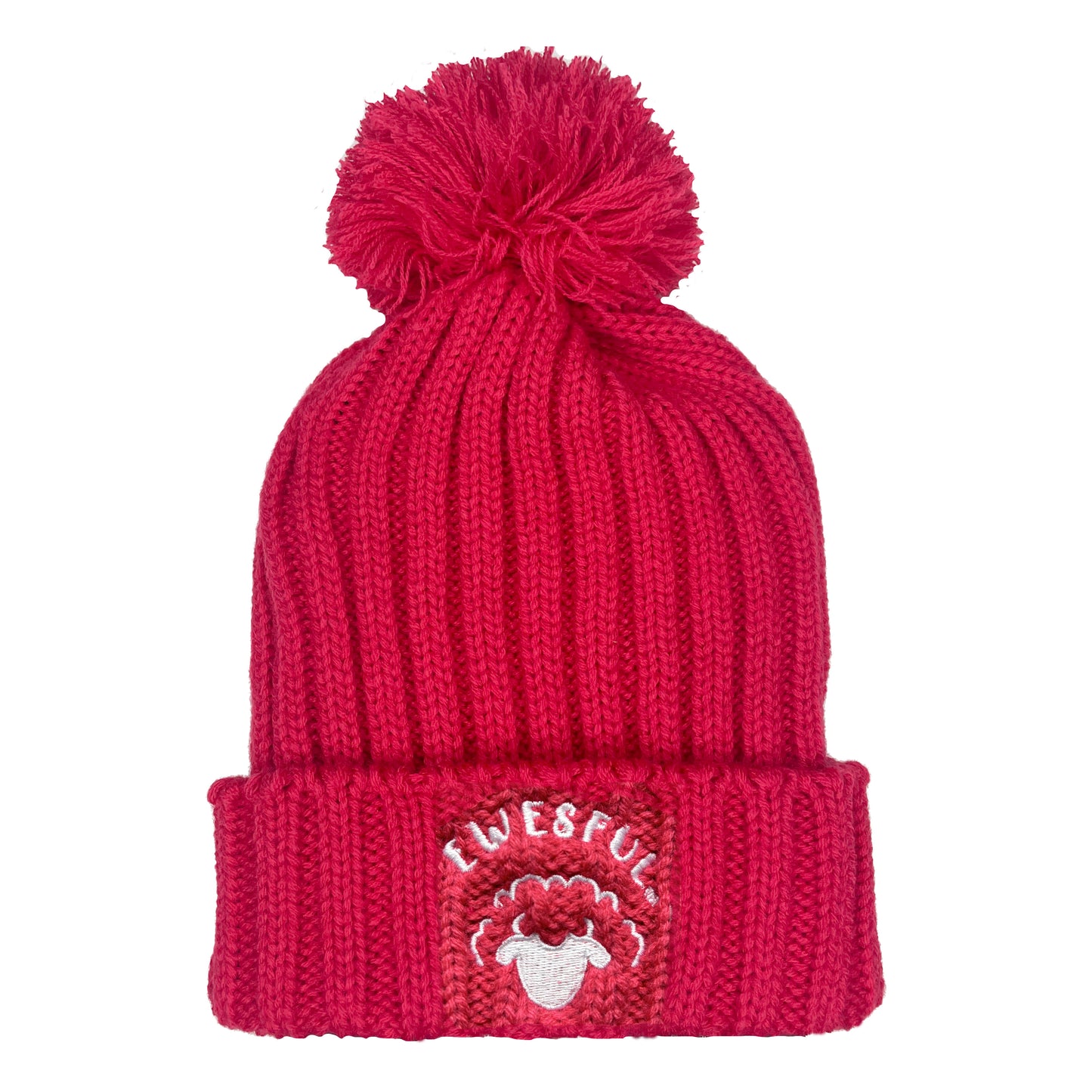 Pink berry Sheep Text Logo Bobble Hat