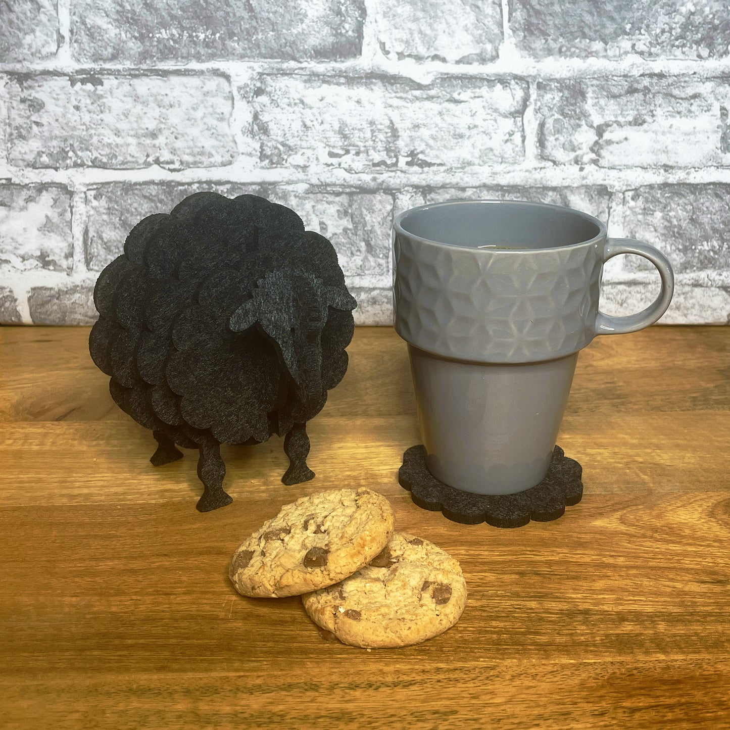 Ewesful Felt Sheep Coaster Set (Grey)